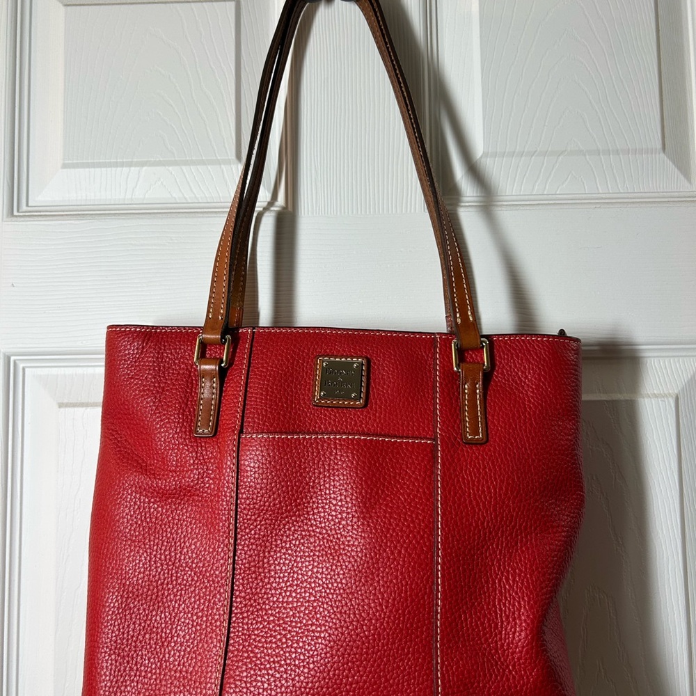 Red Leather Tote Bag